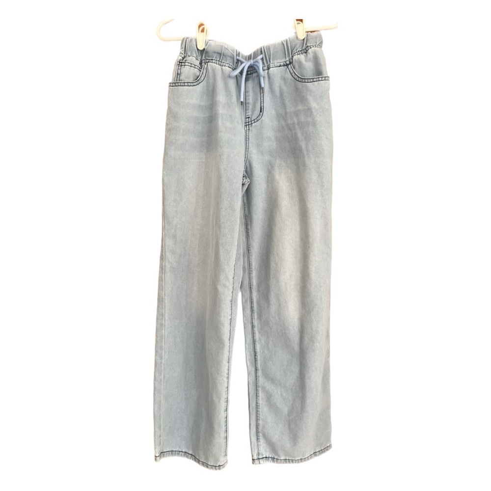 Cotton Wide-leg Pants w/ drawstring waist, High-rise. Size small
